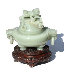 Load image into Gallery viewer, Fine Chinese Celadon Jade Tripod Censer Qing Dynasty