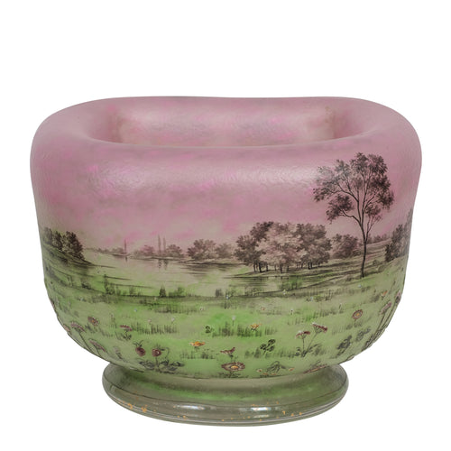 Daum Nancy Enamelled and Internally Decorated Glass Vase, 