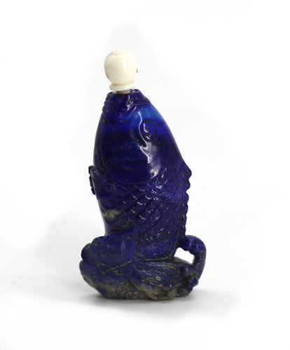    Chinese Sodalite Fish-Form Snuff Bottle
