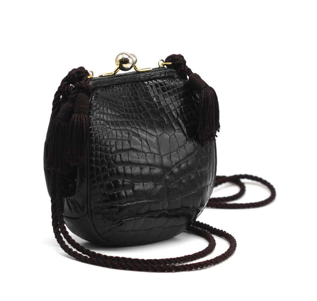 Judith Leiber Black Alligator Purse