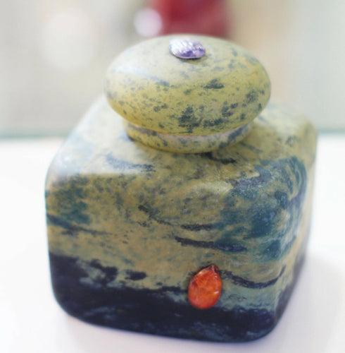 A Fine Daum Nancy Mottled Glass Inkwell