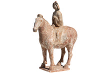 Load image into Gallery viewer, Chinese Tang Dynasty Painted Pottery Equestrian Figure