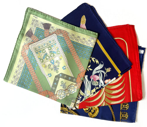 Four Hermes Small Silk Scarves