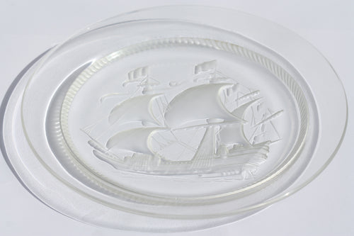 A Lalique Crystal 'Ship' glass plate, Modern