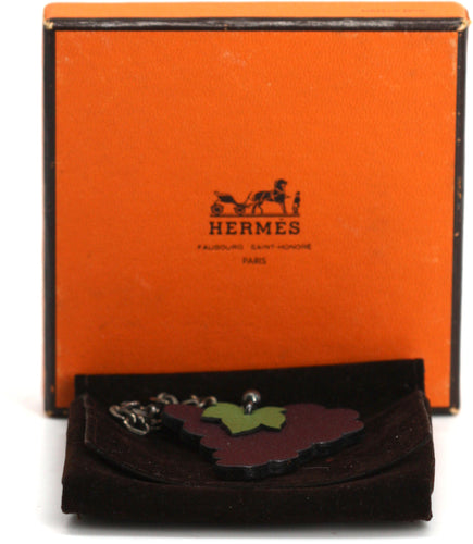 Hermes Leather Grape Cluster Motif and Silver Bag Charm