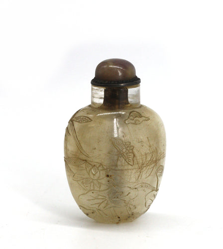 Chinese Carved Rock Crystal Snuff Bottle