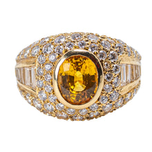Load image into Gallery viewer, 18 Karat Yellow Gold, Yellow Sapphire and Diamond Ring