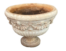 Load image into Gallery viewer, Large 19th Century White Marble Oval Urn with Cherub Motif