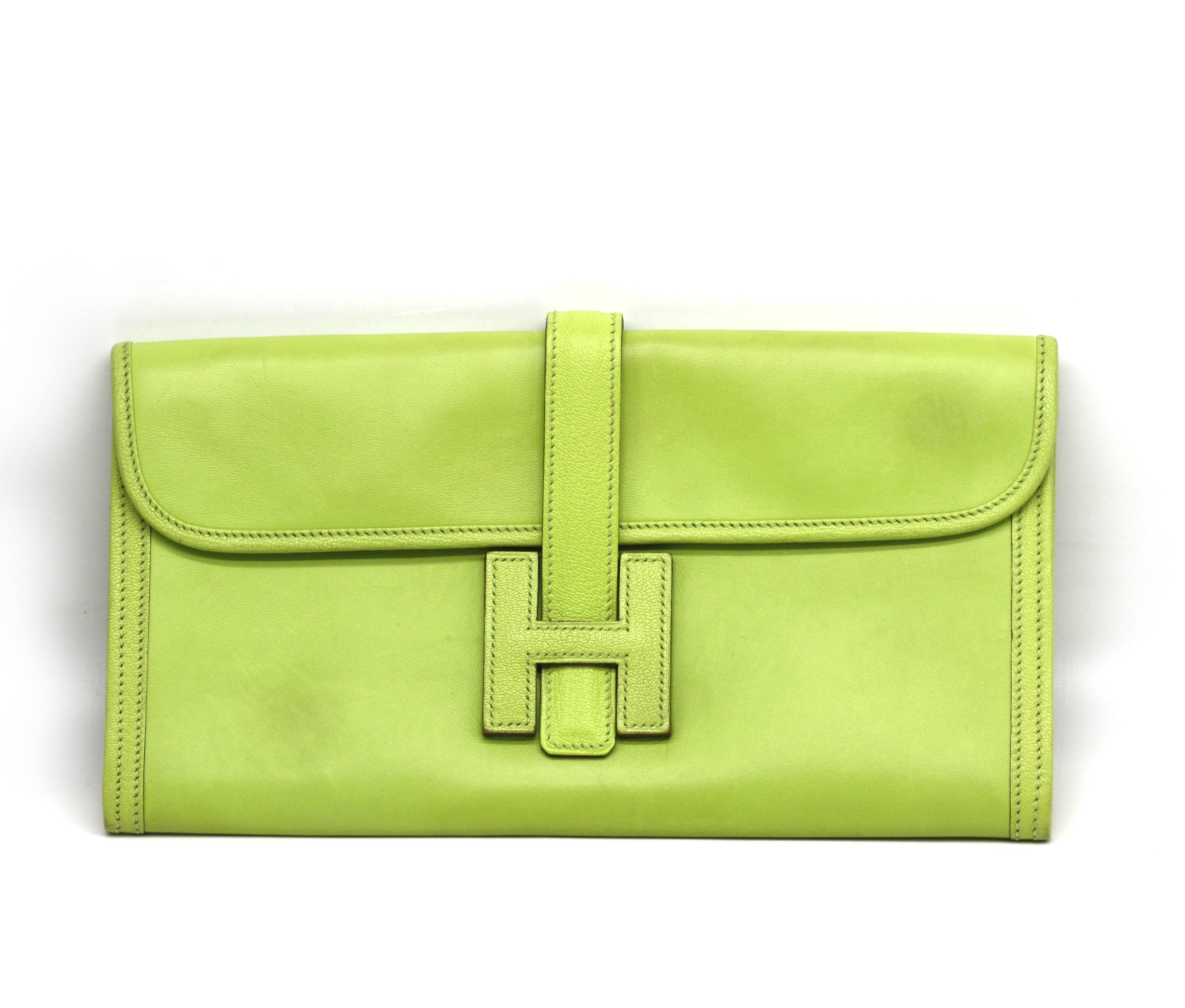 Hermes Jige Elan 29 Clutch Swift Lime Green Leather – A.B. Levy's