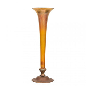 A Tiffany Furnaces Patinated Bronze and Favrile Glass Vase,  circa 1920