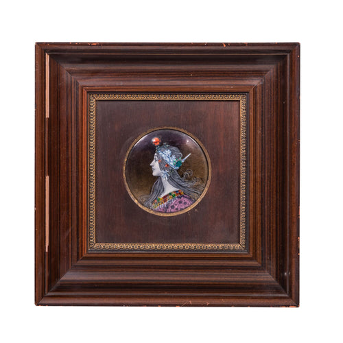 A French Limoges enamel portrait plaque depicting Catherine de Medici