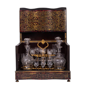 A French Louis XIV style tortoiseshell marquetry liquor casket