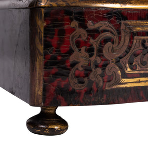 A French Louis XIV style tortoiseshell marquetry liquor casket