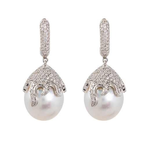 SOLD Pair of cultured pearl earrings