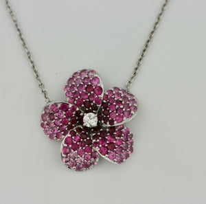 Ruby and Diamond Pendant-Necklace