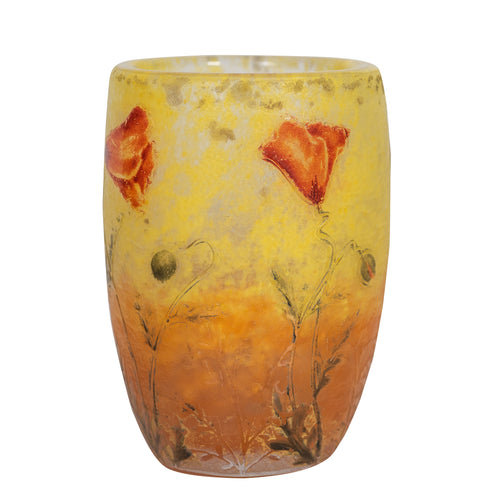 Daum Nancy Cameo and Enamel Glass Vase