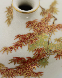 A Satsuma Earthenware Flat Shouldered Ovoid Vase with garlic mouth by Yabu Meizan