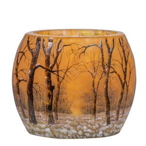 Daum Nancy enamelled and internally decorated Glass Vase, "Winter landscape"