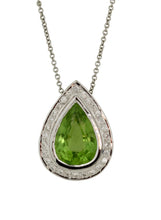 Load image into Gallery viewer, 18kt White Gold Peridot and Diamond Pendant