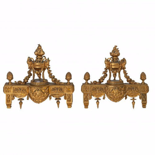 Louis XVI style ormolu chenets