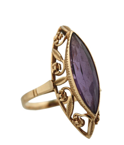 14K Yellow Gold and Amethyst Ring