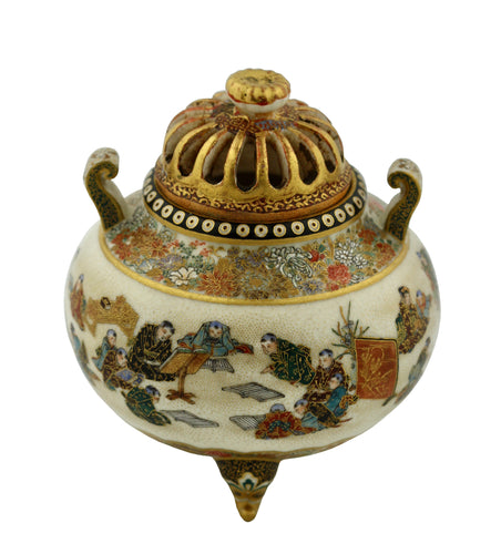A Satsuma Earthenware Incense Burner by Yabu Meizan, Osaka, 1853-1934