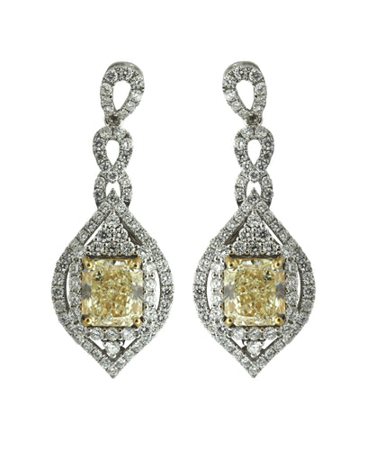 Pair of Diamond and Diamond Earrings