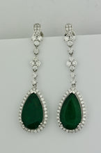 Load image into Gallery viewer, Pair of Emerald and Diamond Earrings