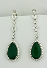 Load image into Gallery viewer, Pair of Emerald and Diamond Earrings