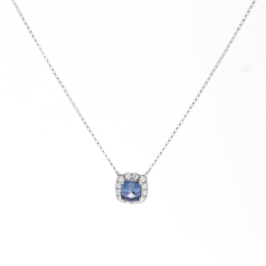 Spinel and Diamond Pendant with Chain