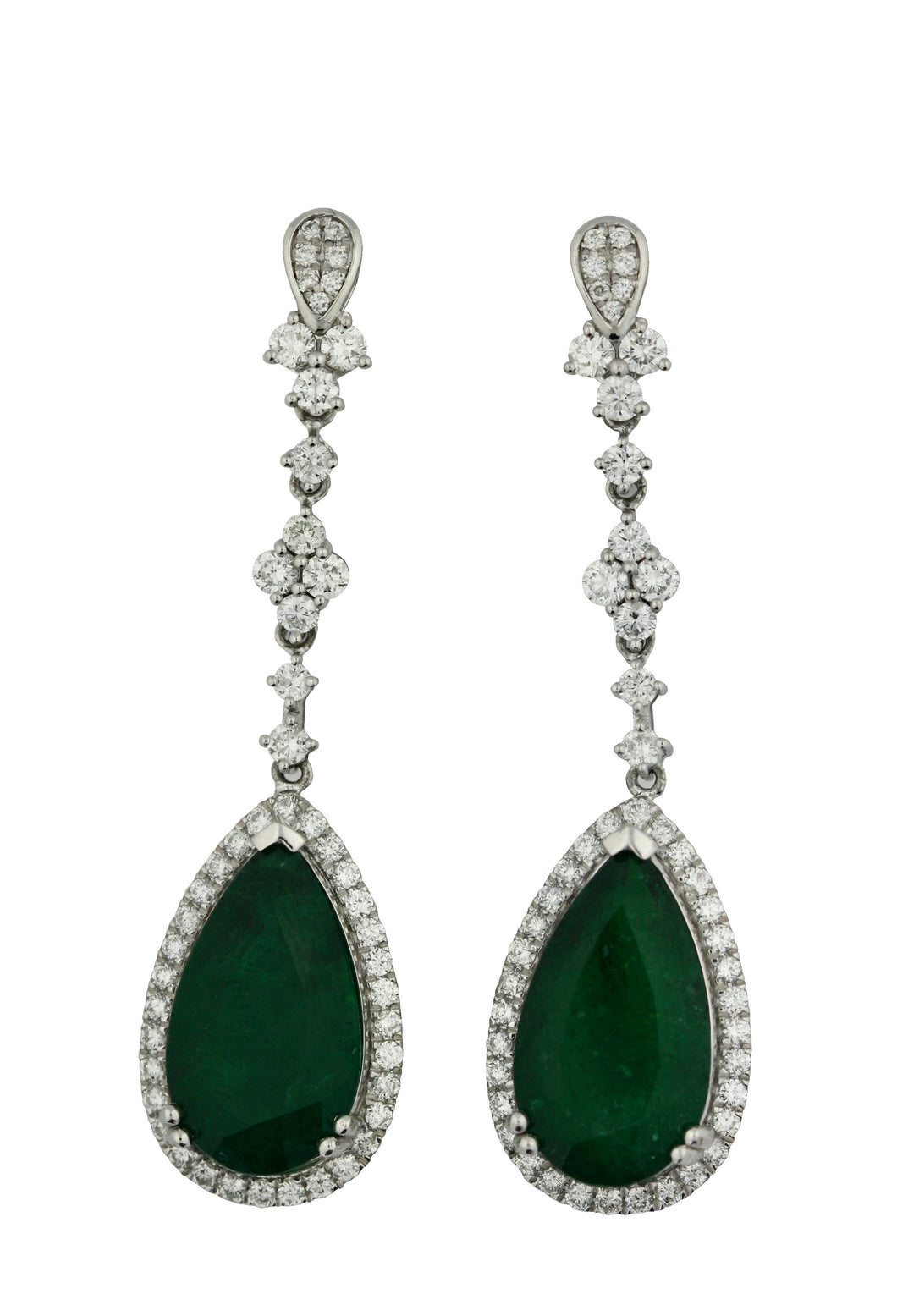 Pair of Emerald and Diamond Earrings