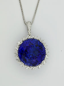 TANZANITE AND DIAMOND PENDANT