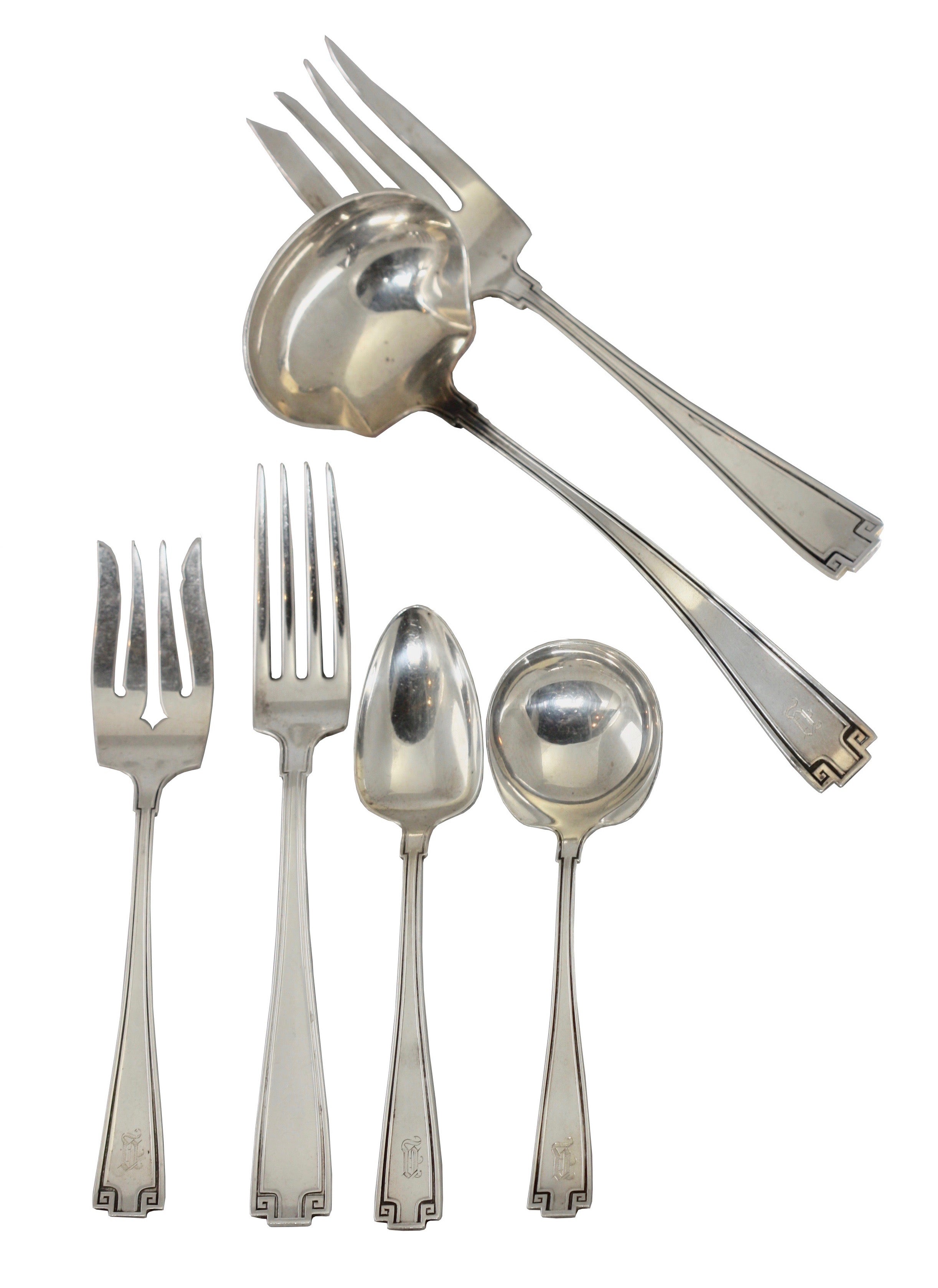 Gorham Etruscan Sterling Silver Flatware Set – 32 Pieces, Service For 8, Antique 1900-1940