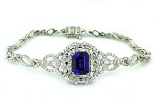 14 Karat Gold, Tanzanite and Diamond Bracelet