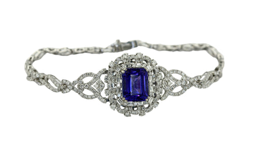 14 Karat Gold, Tanzanite and Diamond Bracelet