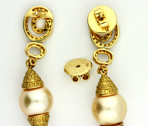 Pair of Pearl and Diamond Earrings