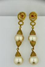 Load image into Gallery viewer, Pair of Pearl and Diamond Earrings