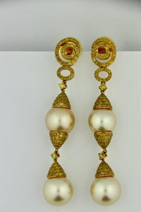 Pair of Pearl and Diamond Earrings