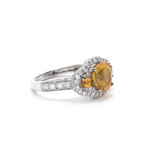 Yellow Sapphire and Diamond Ring