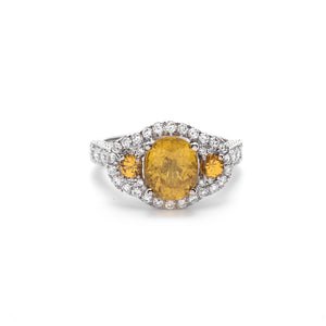 Yellow Sapphire and Diamond Ring