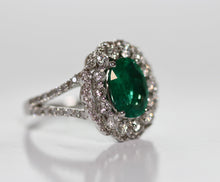 Load image into Gallery viewer, Emerald and Diamond Ring