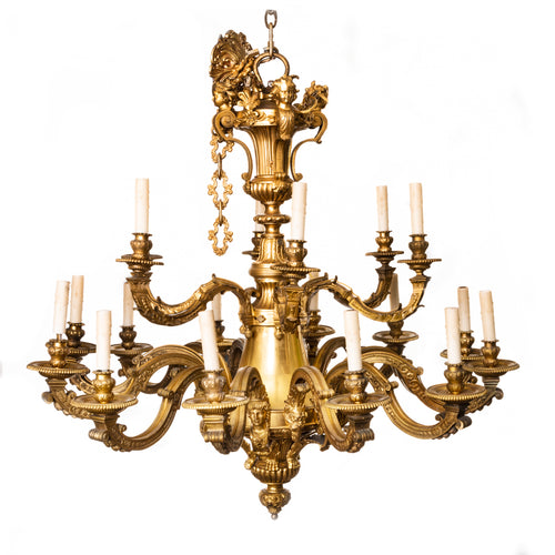 A Louis XIV Style Ormolu Eighteen-Light Chandelier