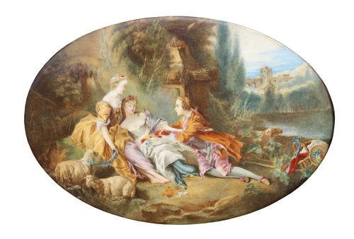 After François BOUCHER (1703-1770) A French Oval Porcelain Plaque