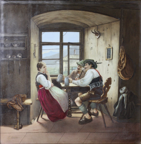 After Emil RAU (1858-1937) A Fischer and Mieg Porcelain Plaque