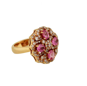 Vintage Gold, Pink Sapphire and Diamond Ring