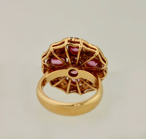 Vintage Gold, Pink Sapphire and Diamond Ring