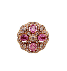 Vintage Gold, Pink Sapphire and Diamond Ring