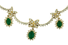 Load image into Gallery viewer, Emerald and diamond necklace mounted in 14kt gold