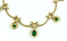 Load image into Gallery viewer, Emerald and diamond necklace mounted in 14kt gold