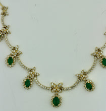 Load image into Gallery viewer, Emerald and diamond necklace mounted in 14kt gold